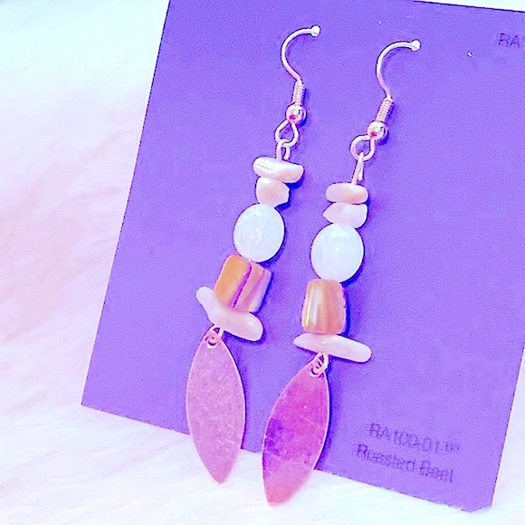 *Pretty Handmade Dangles w/Natural Healing Stones•Rose Gold•Charm•Hook Earring - Picture 11 of 16